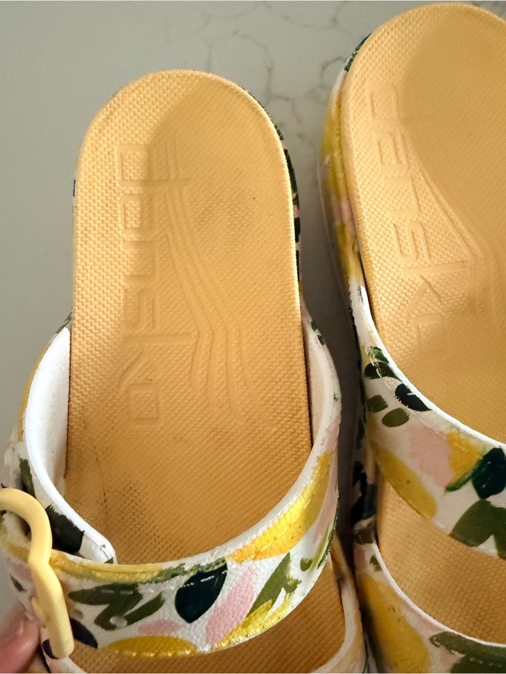 Dansko Yellow Floral Double Buckle Slide Sandals - Picture 2 of 10